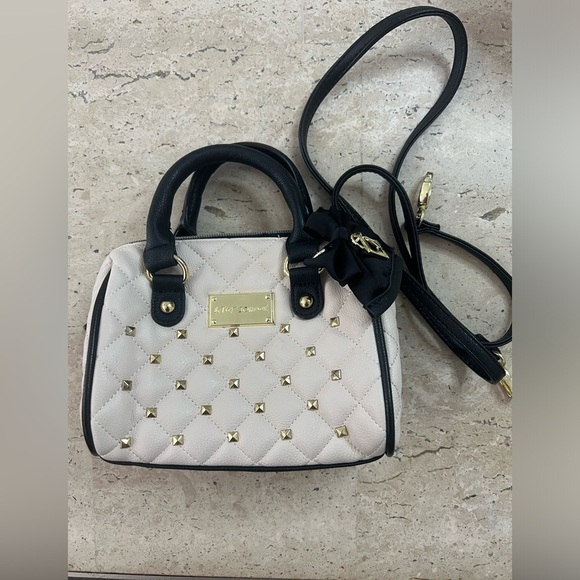 Betsey Johnson Handbags - Betsey Johnson Cream and Gold Accent Mini Purse with Cross-Over Strap